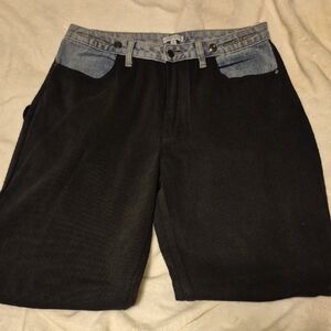 Moon River Black and Blue Straight Leg Jeans